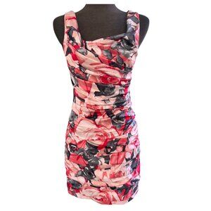 Express Pink Floral Ruched Cocktail Sheath Dress Size 8